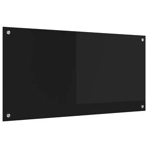 vidaXL Кухненски заден панел Черно 100 x 50 cm закалено стъкло