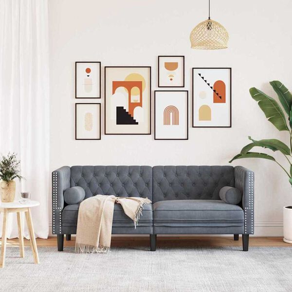 vidaXL Диван Тъмен сив 174 x 74,5 x 70,5 см Кадифе