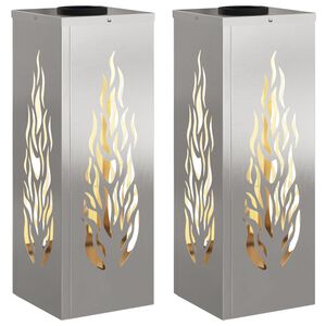 vidaXL Соларна LED светлина за пътека 2 бр. Топло бяло 18 x 18 x 50 см