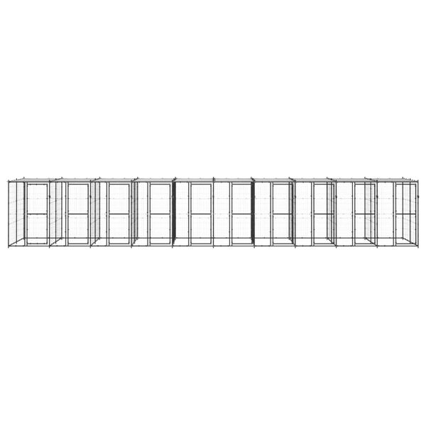 vidaXL Външна клетка за кучета с покрив, стомана, 24,2 м&sup2;