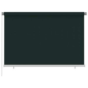 vidaXL Външна ролетна щора, 225(Ш)x140(В) см, тъмнозелена, HDPE