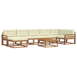 vidaXL Комплект дивани за открито 8 pcs Натурален и Крема