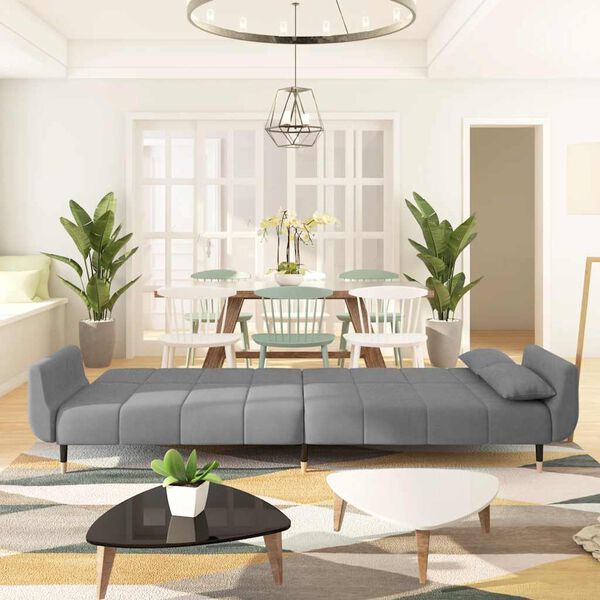 vidaXL 2-местно разтегателно канапе с 2 възглавници светлосиво кадифе