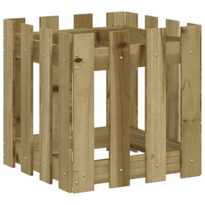 vidaXL Градинска кашпа с дизайн на ограда 40x40x40 см импрегниран бор