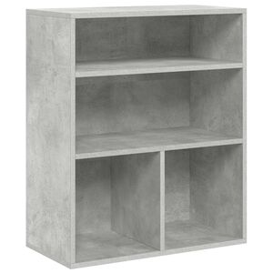 vidaXL Библиотека, бетонно сив, 60x30x71,5 см, инженерно дърво