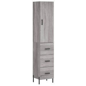 vidaXL Висок шкаф, сив сонома, 34,5x34x180 см, инженерно дърво