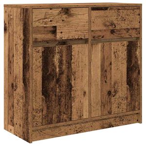 vidaXL Бюфет с чекмеджета, старо дърво, 80x34x76 см, инженерно дърво