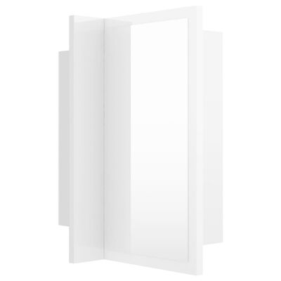 vidaXL Шкаф с LED огледало за баня, бял гланц, 40x12x45 см, акрил
