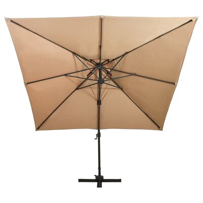 vidaXL Градински чадър чупещо рамо с двоен покрив 300x300 см таупе