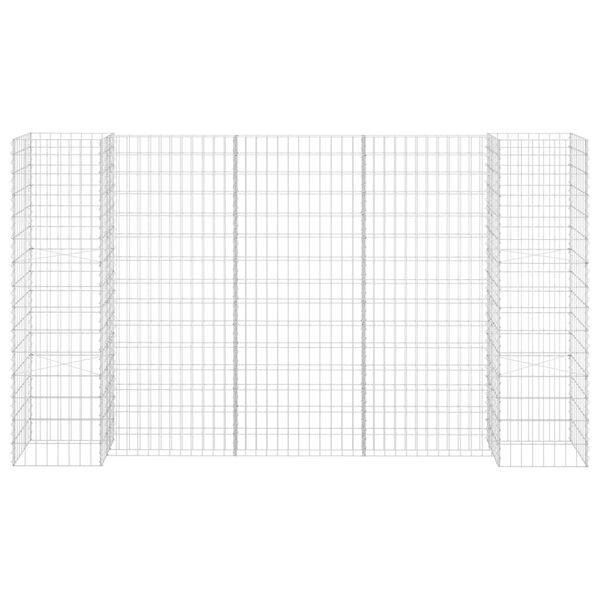 vidaXL Габион плантер Н-образен, стоманена тел, 260x40x150 cм