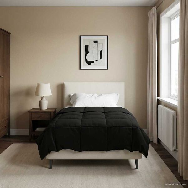 vidaXL Зимен юрган Патичено Черно 140 x 220 cm Микрофибър