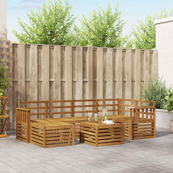 vidaXL Комплекти дивани Естествен Солидно акациево дърво