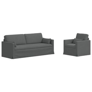 vidaXL Комплект дивани 2 pcs Тъмен сив 198 x 78 x 80 см текстил