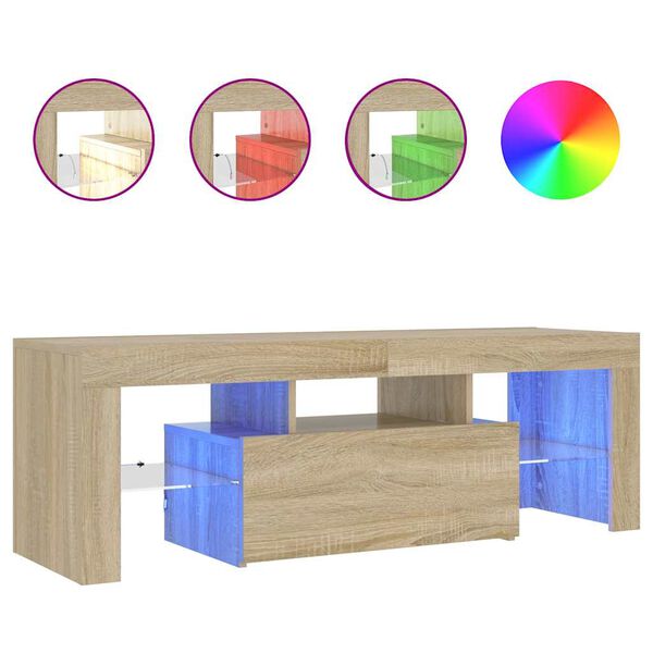vidaXL ТВ шкаф с LED осветление, дъб сонома, 120x35x40 см