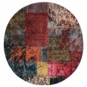 vidaXL Килим, миещ се, пачуърк, &phi;120 см, пъстър