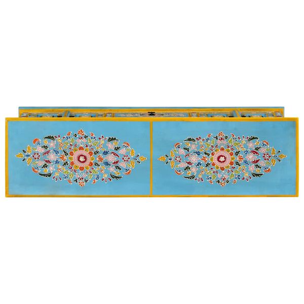 vidaXL ТВ шкаф, син, 110x30x40 см, масивно мангово дърво