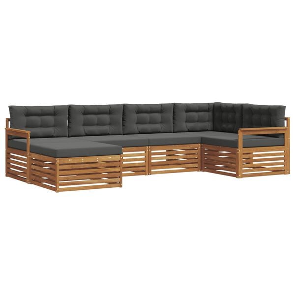 vidaXL Комплект дивани за открито 6 pcs Натурален и Антрацит
