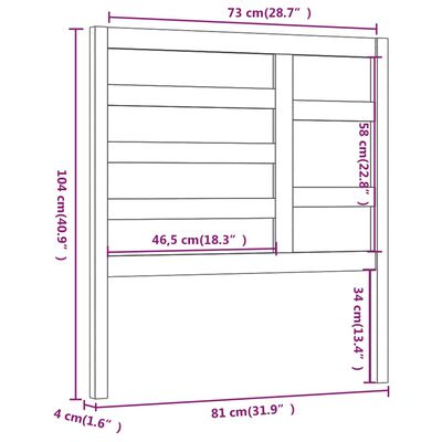 vidaXL Горна табла за легло, бяла, 81x4x104 см, бор масив