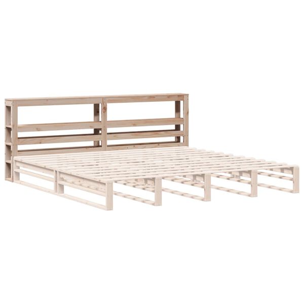 vidaXL Горна табла с рафтове, 200 см, масивно дърво бор