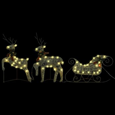 vidaXL Коледна украса елени с шейна 100 LED златисто за открито