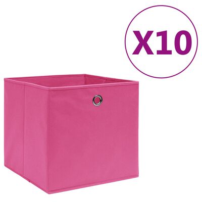 vidaXL Кутии за съхранение 10 бр нетъкан текстил 28x28x28 см розови