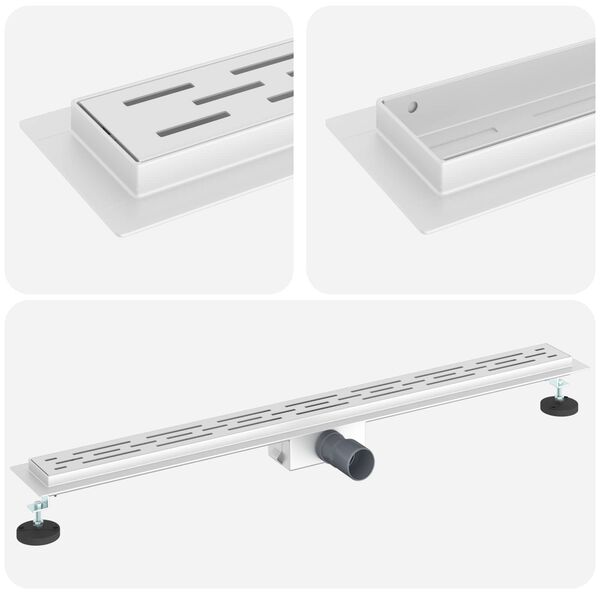 vidaXL Душов дренаж с линия на дизайна Сребрист 90 cm