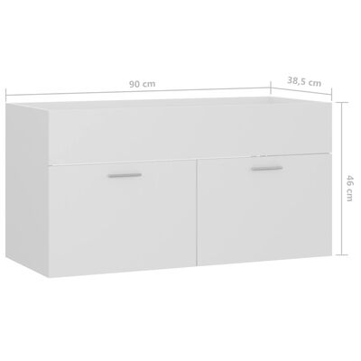 vidaXL Долен шкаф за мивка, бял, 90x38,5x46 см, ПДЧ