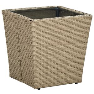 vidaXL Маса за чай бежова 41,5x41,5x43 см полиратан и закалено стъкло