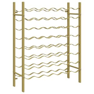 vidaXL Стойка за вино за 48 бутилки, златиста, метална