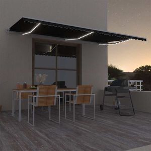 vidaXL Автоматичен сенник, LED и сензор за вятър, 600x300 см, антрацит