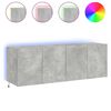 vidaXL Стенни ТВ шкафове с LED лампи, 2 бр, бетонно сиви, 60x35x41 см