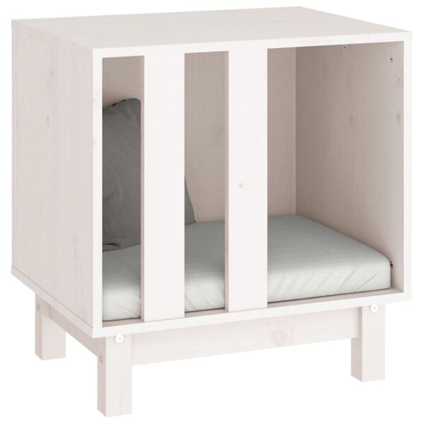 vidaXL Кучешка колиба, бяла, 50x40x52 см, бор масив