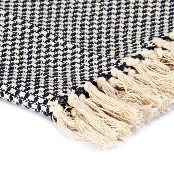 vidaXL Декоративно одеяло, памук, 160x210 см, нейви синьо