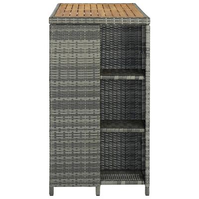 vidaXL Бар маса с шкаф за съхранение, сива, 120x60x110 см, полиратан