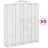 vidaXL Габионни кошници арка 9 бр 200x50x220/240 см поцинковано желязо