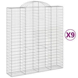 vidaXL Габионни кошници арка 9 бр 200x50x220/240 см поцинковано желязо