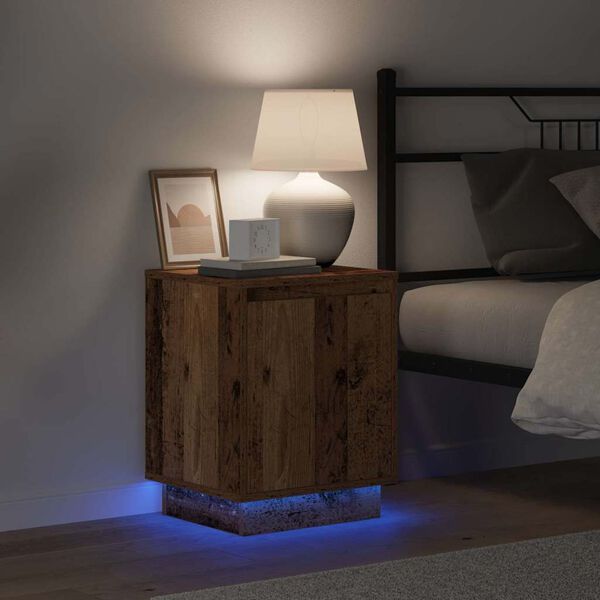 vidaXL Нощен шкаф Старо дърво 39 x 34,5 x 50 см Инженерно дърво