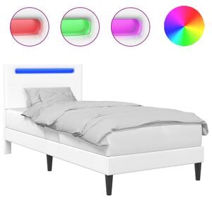 vidaXL Рамка за легло с LED ленти Бяло 80 x 200 cm Изкуствена