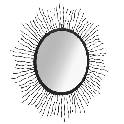 vidaXL Стенно огледало, слънчеви лъчи, 80 см, черно