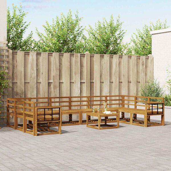 vidaXL Комплект дивани за открито 11 pcs Естествен
