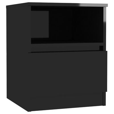 vidaXL Нощни шкафчета, 2 бр, черен гланц, 40x40x50 см, ПДЧ