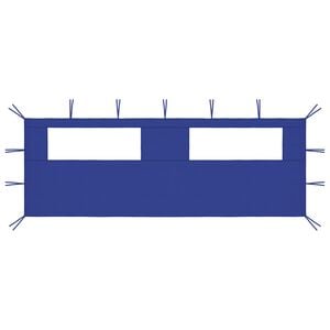 vidaXL Странична стена за шатра с прозорци, 6x2 м, синя