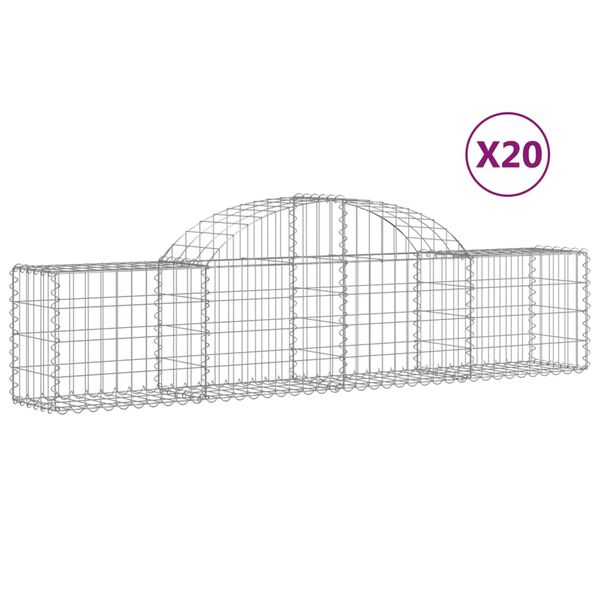 vidaXL Габионни кошници арка 20 бр 200x30x40/60 см поцинковано желязо