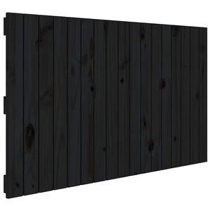 vidaXL Стенна табла за спалня, черна, 108x3x60 см, борово дърво масив