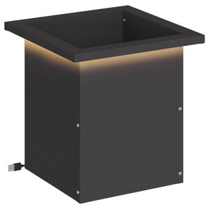 vidaXL Градинска кашпа с LED осветление Черно 30 x 30 x 30 cm Стомана