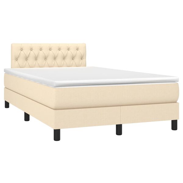 vidaXL Боксспринг легло с матрак и LED, кремаво, 120x190 см, плат