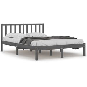 vidaXL Рамка за легло, сива, бор масив, 200х200 см
