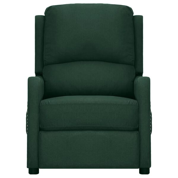 vidaXL Изправящ масажен стол, тъмнозелен, текстил