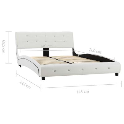 vidaXL Рамка за легло, бяла, изкуствена кожа, 140x200 cм