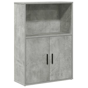 vidaXL Библиотека, бетонно сива, 60x24x85 см, инженерно дърво